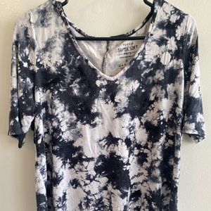 Torrid SUPER SOFT BLACK TIE-DYE FAVORITE TUNIC TEE size 0 (12) free shipping
